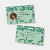 Grün und Blau Vibranu und feines Blumenmuster Ausweis (Vorder- & Rückseite)