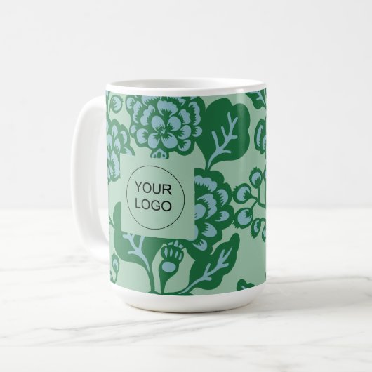 Grün und Blau Vibranu und feines Blumenmuster Kaffeetasse (Vorderseite Links)