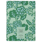 Grün und Blau Vibranu und feines Blumenmuster Klemmbrett (Rückseite)