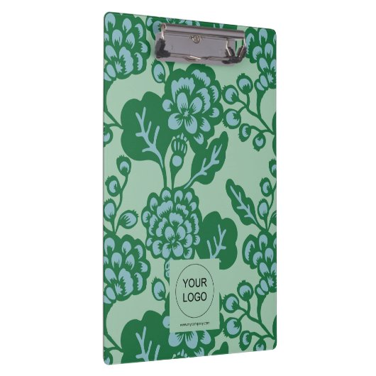 Grün und Blau Vibranu und feines Blumenmuster Klemmbrett (Rechts)