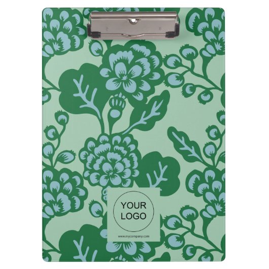 Grün und Blau Vibranu und feines Blumenmuster Klemmbrett (Vorderseite)
