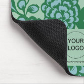 Grün und Blau Vibranu und feines Blumenmuster Mousepad (Ecke)