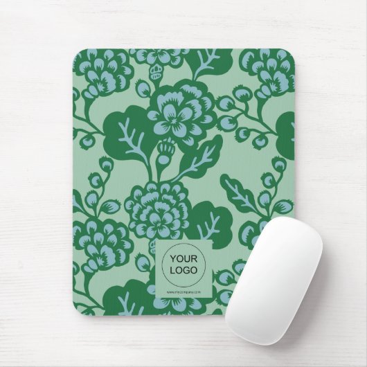 Grün und Blau Vibranu und feines Blumenmuster Mousepad (Mit Mouse)