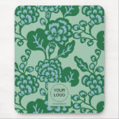 Grün und Blau Vibranu und feines Blumenmuster Mousepad (Vorne)