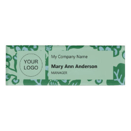 Grün und Blau Vibranu und feines Blumenmuster Namenschild