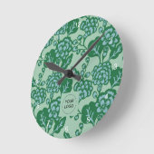 Grün und Blau Vibranu und feines Blumenmuster Runde Wanduhr (Winkel)