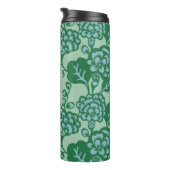 Grün und Blau Vibranu und feines Blumenmuster Thermosbecher (Nach rechts gedreht)