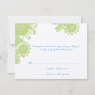 Grün und Blau Vintage Blumenmuster RSVP Karte