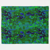 Grün und Blauer Feuerstein Fleecedecke (Vorderseite (Horizontal))