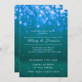 Grün- und Blautönen und Hochzeiten von Glitzer Einladung (Vorne/Hinten)