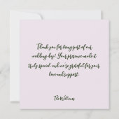 Grün und Blume Elegant Dankeskarte (Rückseite)