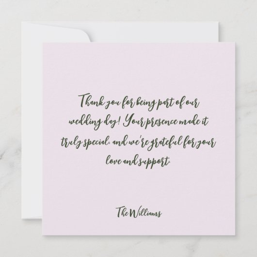 Grün und Blume Elegant Dankeskarte (Rückseite)