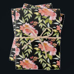 Grün und Blumen auf schwarz Geschenkpapier Set<br><div class="desc">Die schwarzen Wappenpapierbögen sind mit hübschen rosa und roten Blume in Aquarellfarben und elegantem Grün gestaltet. PASSENDE Artikel in unserem Geschäft.</div>