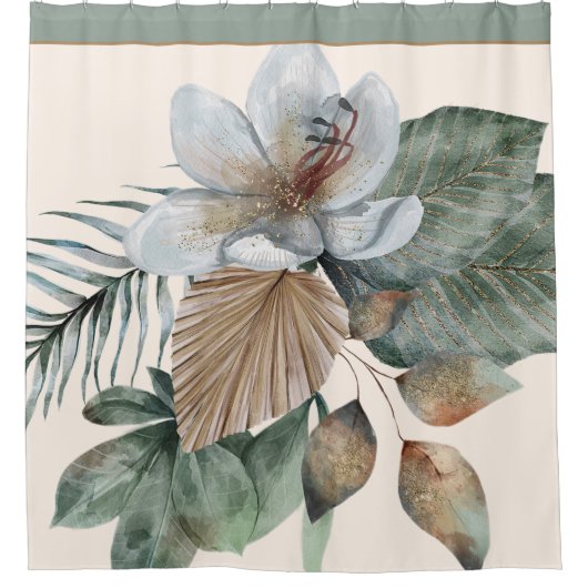 Grün und braun botanisch duschvorhang (Vorderseite)