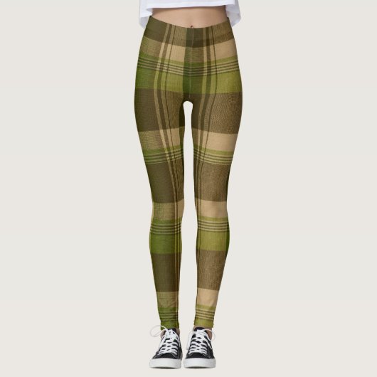 grün und braun Kariert Leggings (Vorderseite)