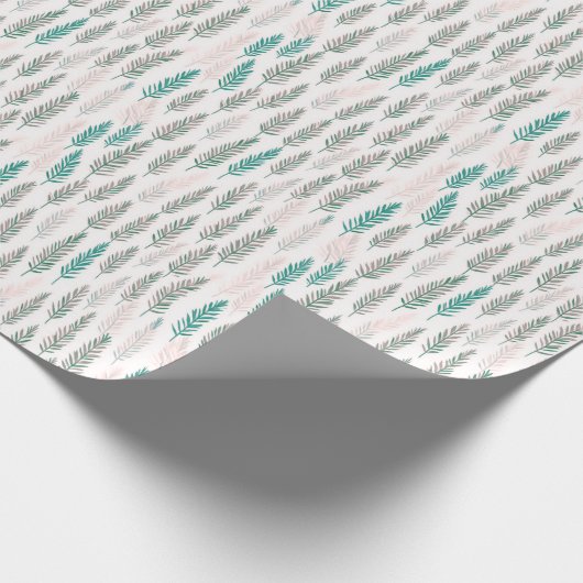 Grün und Braun Pine Blätter Weihnachten Geschenkpapier (Ecke)