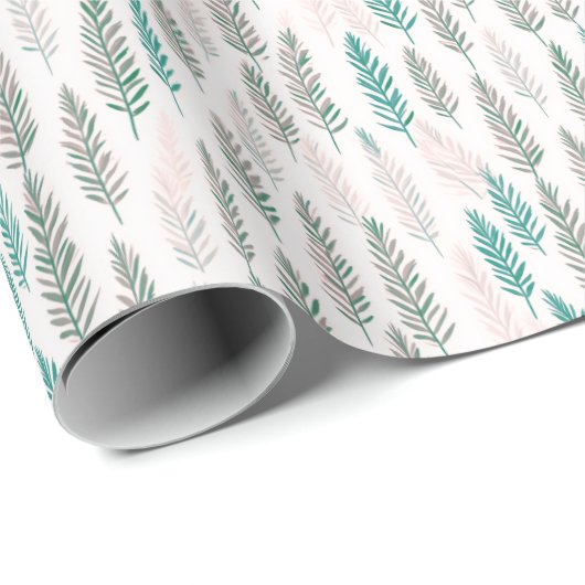 Grün und Braun Pine Blätter Weihnachten Geschenkpapier (Rolleneckpunkt)