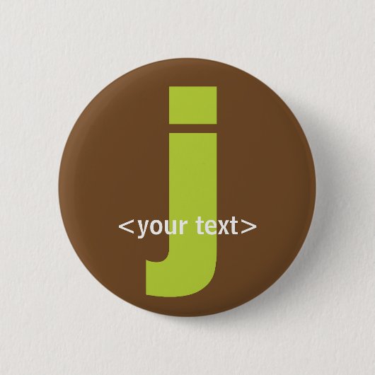 Grün und Brown-Monogramm - Buchstabe J Button (Vorderseite)