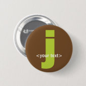 Grün und Brown-Monogramm - Buchstabe J Button (Vorne & Hinten)