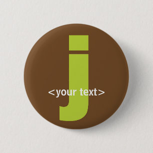 Grün und Brown-Monogramm - Buchstabe J Button