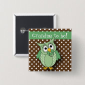 Grün und Brown-Tupfen-Eulen-Babyparty-Thema Button (Vorne & Hinten)
