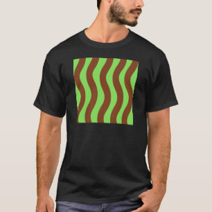 Grün und Brown-Wellen-Streifen T-Shirt