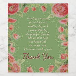 Grün und Burgund mit floralen Akzenten Weinetikett