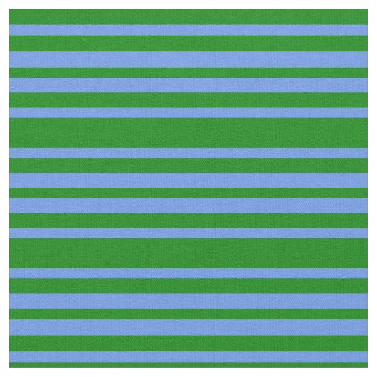 Grün- und Cornblumenmuster Blaue Streifen Stoff (Nahaufnahme)