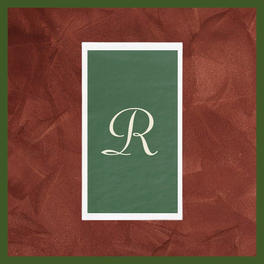 Grün und Creme Mit Monogramm Minimalistisch Serviette