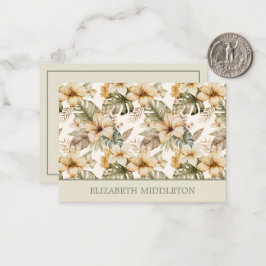 Grün und Creme tropische Flora Mitteilungskarte