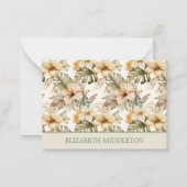Grün und Creme tropische Flora Mitteilungskarte (Vorderseite)
