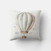 Grün und Creme Vintager Heißluftballon Kissen (Rückseite)