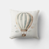 Grün und Creme Vintager Heißluftballon Kissen (Vorderseite)