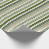 Grün- und cremefarben gestreiftes Muster Geschenkpapier (Ecke)