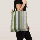 Grün- und cremefarben gestreiftes Muster Tasche (Von Nahem)