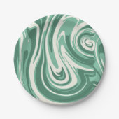 Grün und cremefarbener Marmorwirl Pappteller (Vorderseite)