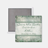 Grün und Elfenbeinflora speichern Sie das Date Mag Magnet (Vorderseite/Rückseite)