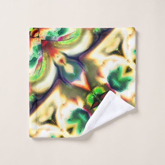 Grün und farbig mit grobem Glas-Stil Badhandtuch Set (Waschlappen)