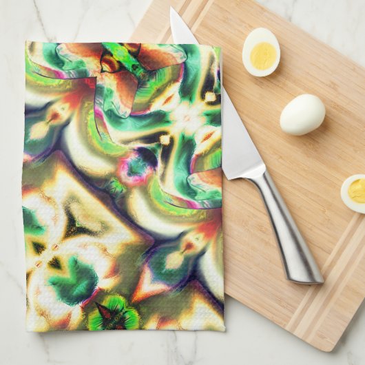 Grün und farbig mit grobem Glas-Stil Geschirrtuch (Viertel Falte)