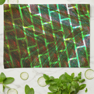Grün und gefärbt, Kratzer und Wandeffekt Geschirrtuch