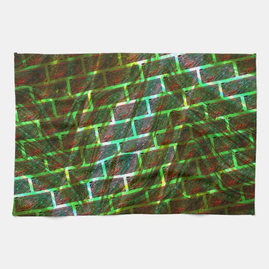 Grün und gefärbt, Kratzer und Wandeffekt Geschirrtuch (Horizontal)