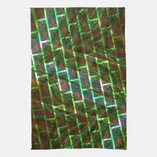 Grün und gefärbt, Kratzer und Wandeffekt Geschirrtuch (Vertikal)