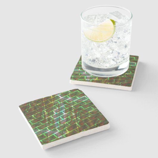 Grün und gefärbt, Kratzer und Wandeffekt Steinuntersetzer (Seitenansicht)