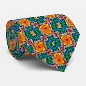 Grün und Gelb Abstrakte Neck Tie Krawatte (Gerollt)