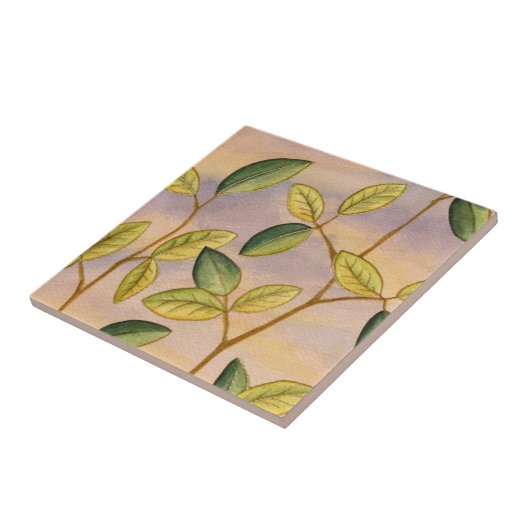 Grün und Gelb Blätter im Hintergrund Fliese (Seite)