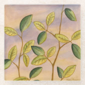 Grün und Gelb Blätter im Hintergrund Glasuntersetzer (Vorderseite)