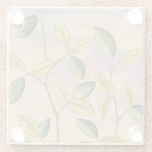 Grün und Gelb Blätter im Hintergrund Glasuntersetzer (Rückseite)