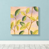 Grün und Gelb Blätter im Hintergrund Leinwanddruck (Insitu (Holzboden))