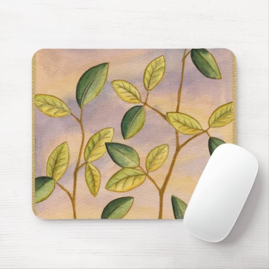 Grün und Gelb Blätter im Hintergrund Mousepad (Mit Mouse)