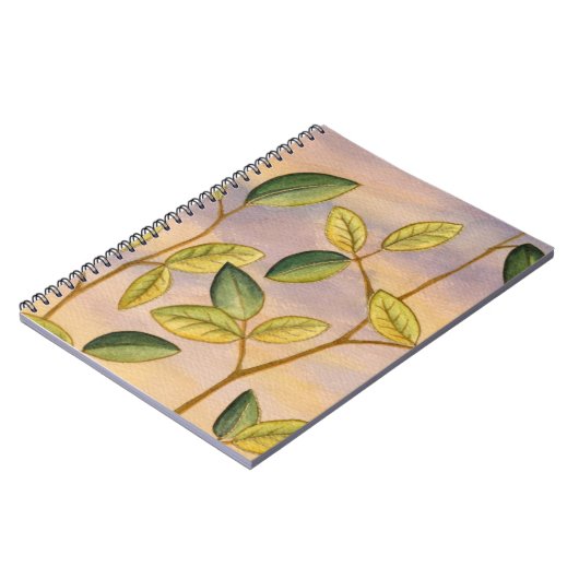 Grün und Gelb Blätter im Hintergrund Notizblock (Linke Seite)